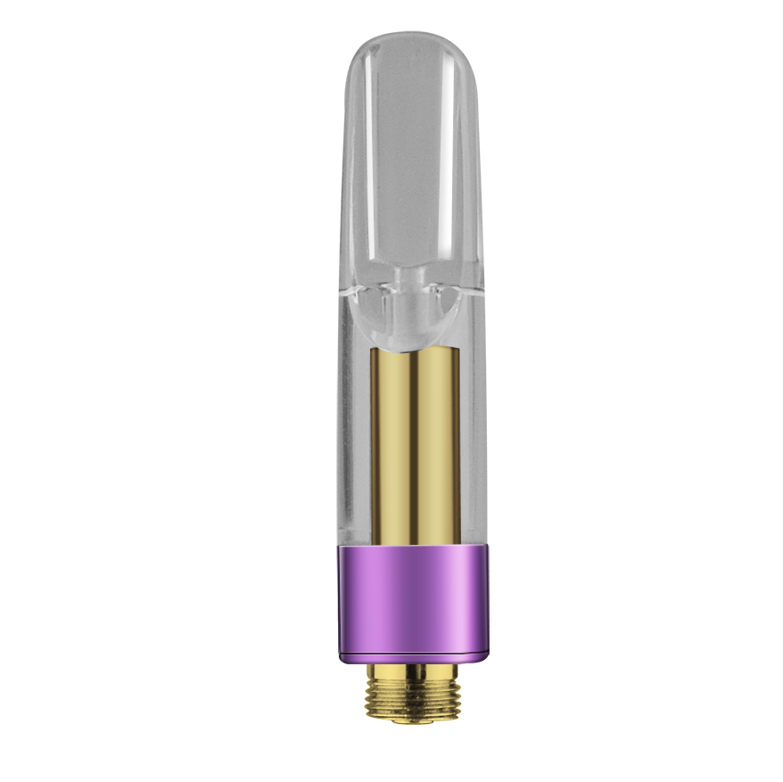 0.5mL DM 016 510 thread vape cartridge with gold base and purple colorization