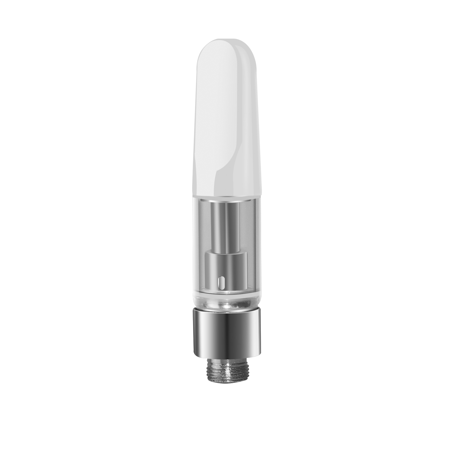 0.5 mL DM 023 510 thread vape cartridge with white ceramic tip and silver base