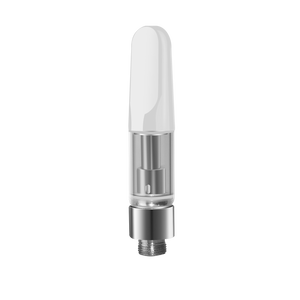 0.5 mL DM 023 510 thread vape cartridge with white ceramic tip and silver base