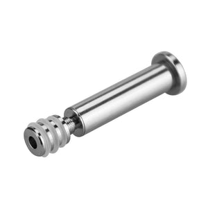 Silver colored metal plunger with stainless steel plated tip and 3 silicone o-rings